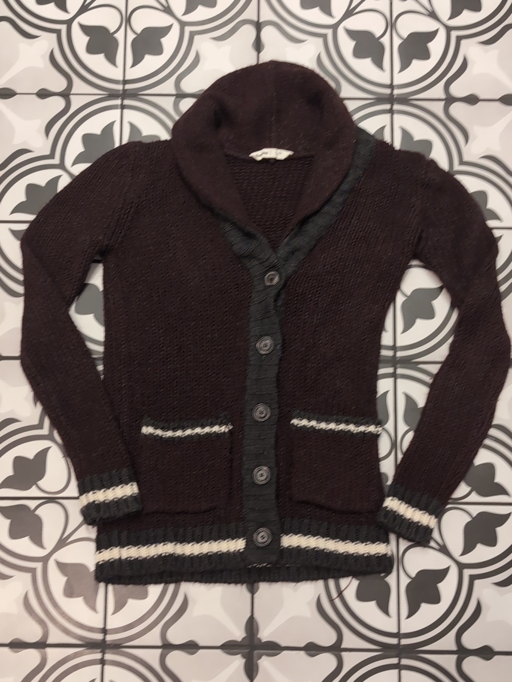 Women's Knit Button-Up Cardigan with Contrast Trim